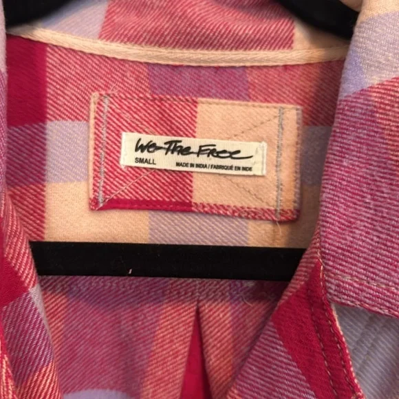 We The Free Red and Pink Plaid Button Down Shirt - Picture 5 of 7